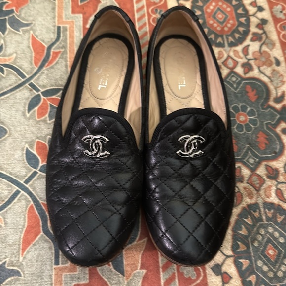 Authentic Chanel Flats Loafers Size 37 - Picture 1 of 15
